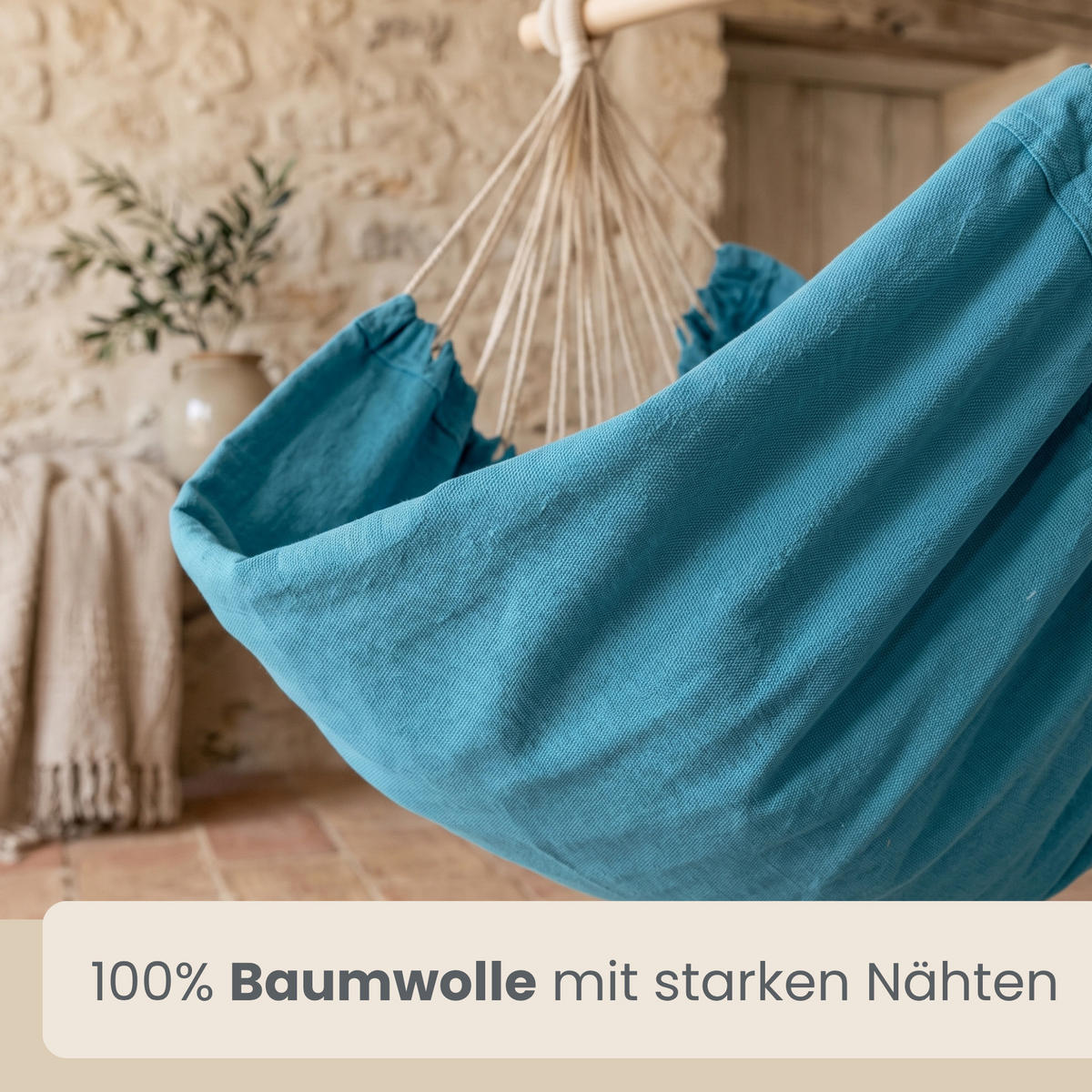 XL HÄNGESTUHL mit Gestell 210/140 cm , Blau/Schwarz - Blau, Textil (140/210/160cm) - Amanka