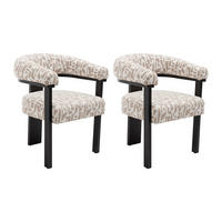 STUHL mit Armlehnen 2er-Set - Strukturstoff Bicolor & Kautschukholz schwarz - Creme & Taupe - LIVELIA - Schwarz, Textil (60/78/64cm) - Vente-Unique