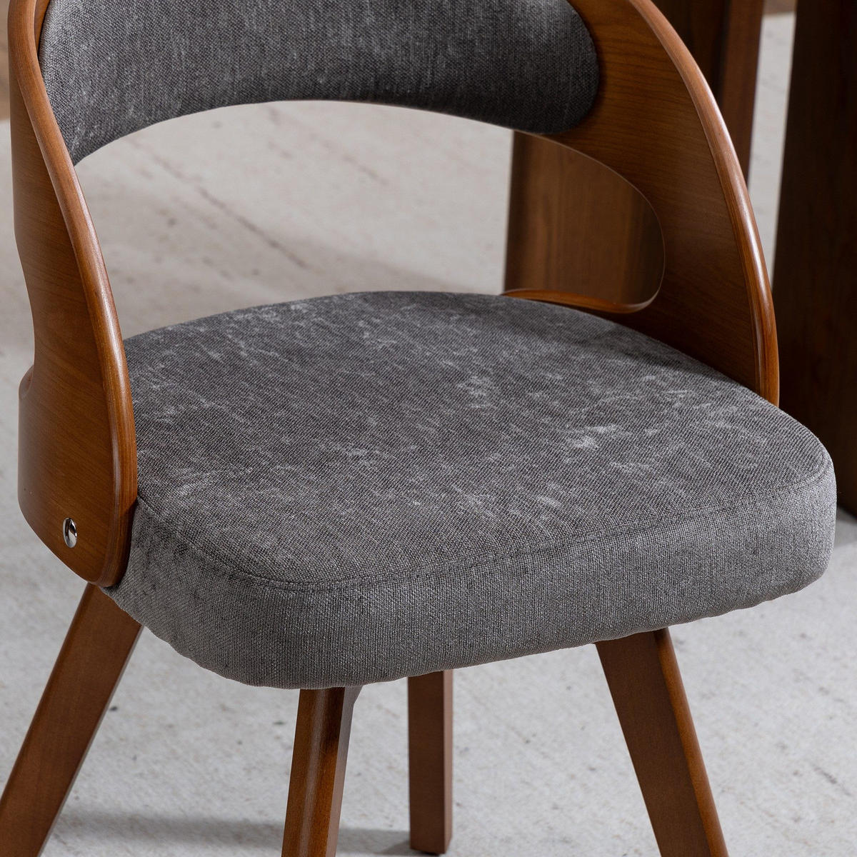 STUHL 2er-Set Esszimmerstuhl,360° drehbar,Massivholzrahmen,Leinenstoff,Grau - Grau, Holz (44/72/41cm) - LVHOM