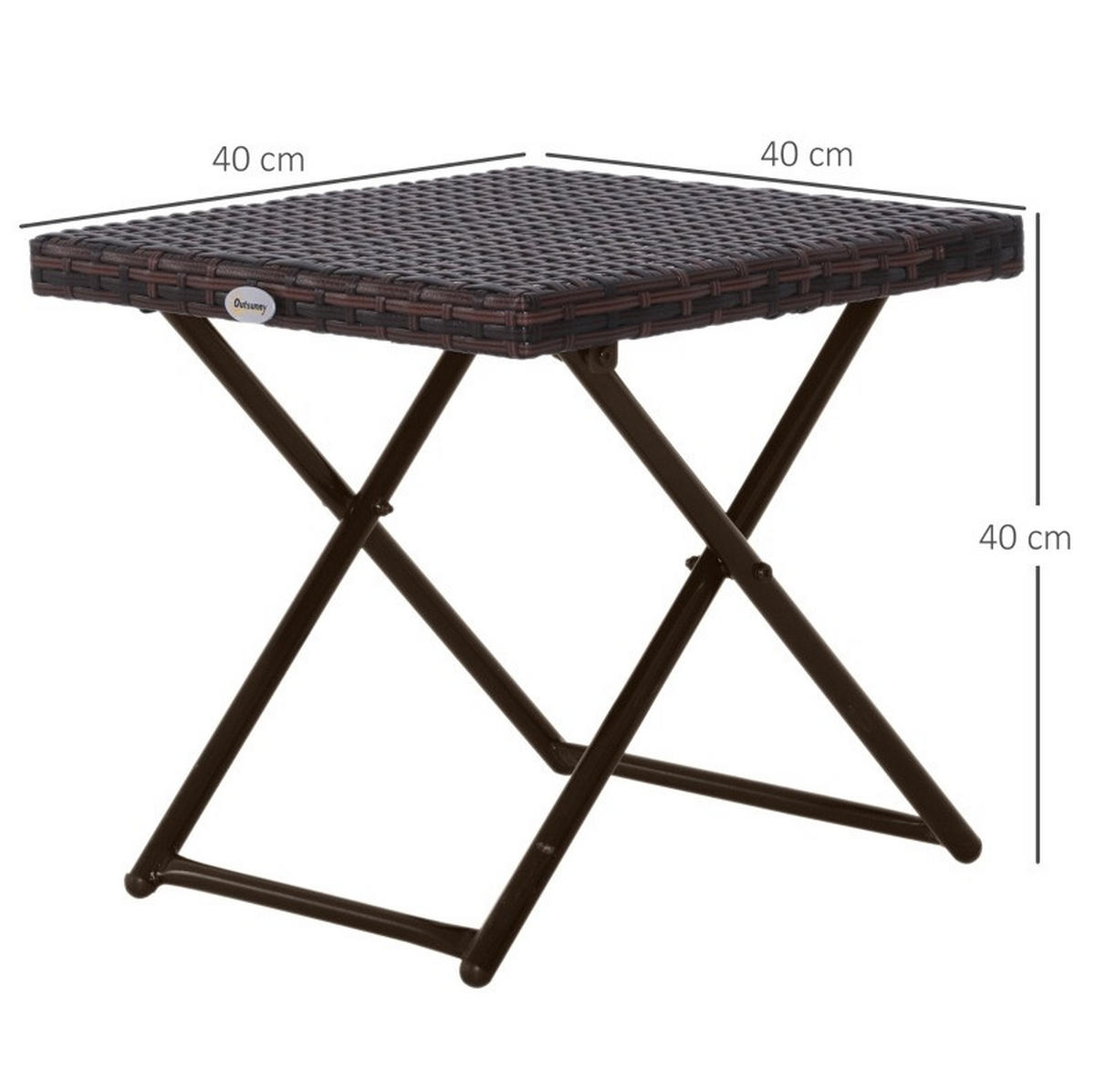 GARTENTISCH 40/40/40 cm klappbar in Rattanoptik mit robustem Metallgestell, Braun - Braun, Metall (40/40/40cm) - Redom