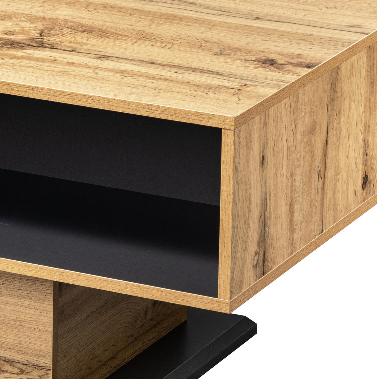 COUCHTISCH aus Spanplatte 100x47x60 cm in Natur mit doppelseitigem Stauraum - Naturfarben, Holzwerkstoff (100/47/60cm) - Modfu