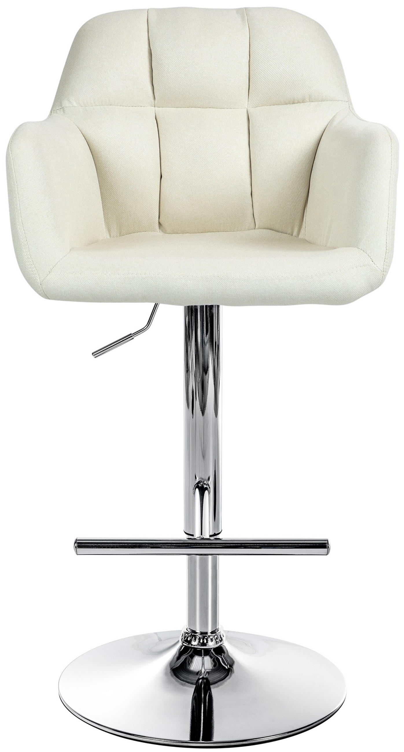 BARHOCKER Nardo Stoff chrom creme - Chromfarben/Naturfarben, Textil/Metall (57/118/59cm) - TPFLiving
