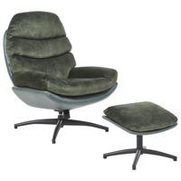 STUHL mit Fußhocker Dunkelgrün Eide - Schwarz/Grün, Textil (78/100/87cm) - Beliani