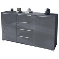 SIDEBOARD Linio Grau Hochglanz - Grau, Holzwerkstoff (138.5/75.5/35cm) - Vladon