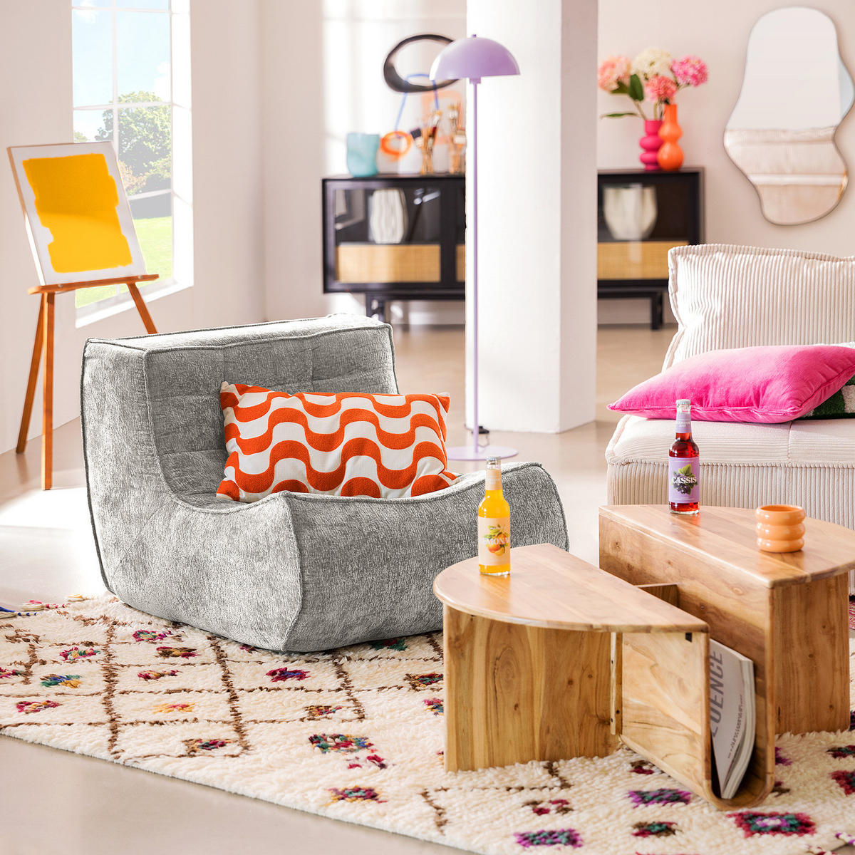 SESSEL - Bouclé - Grau, Textil (87/70/102cm) - home24