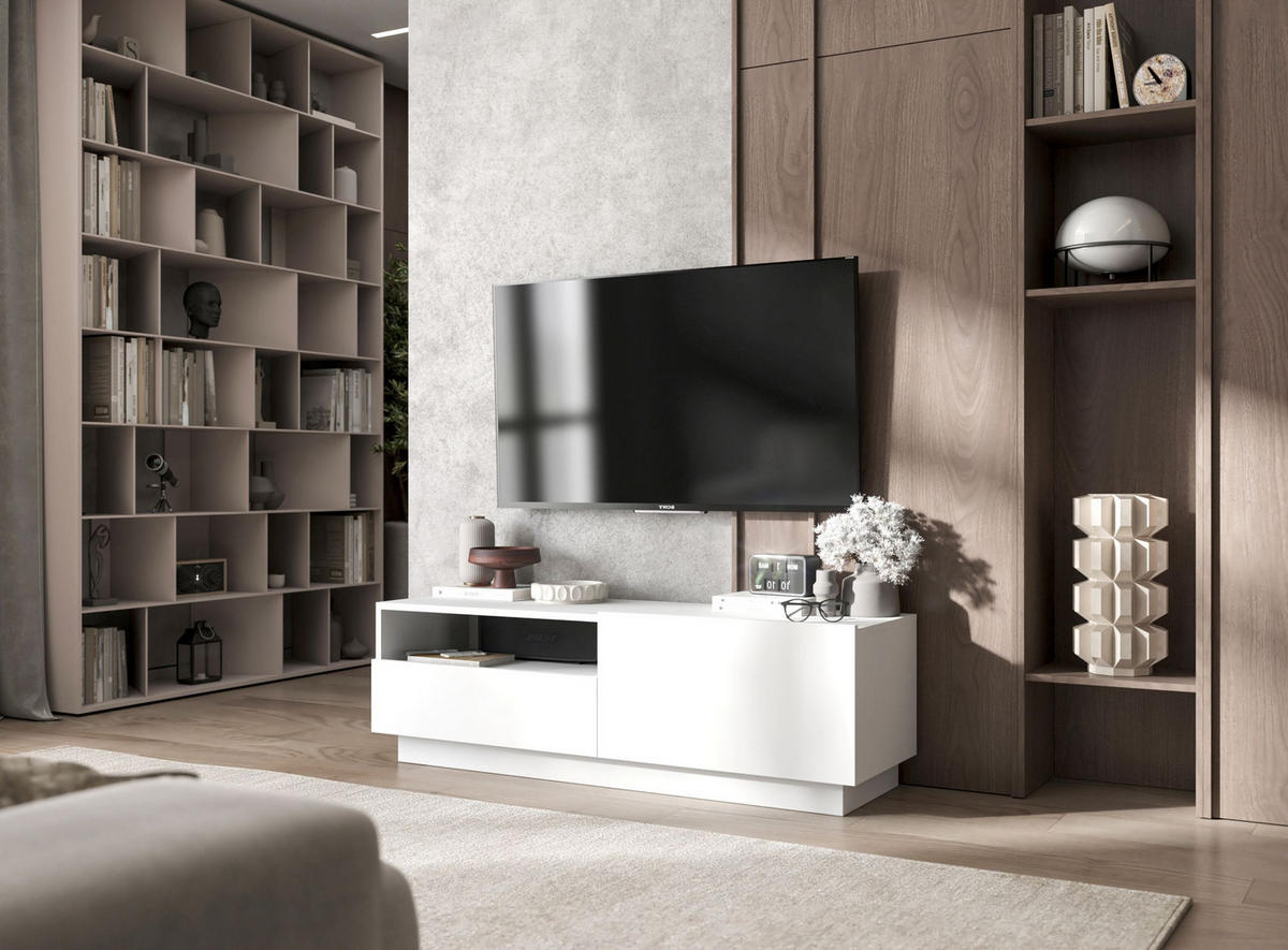 TV-SCHRANK Enjoy Weiß matt Loft Schublade 120 cm - Weiß, Holzwerkstoff (120/37/35cm) - Meble Lindner
