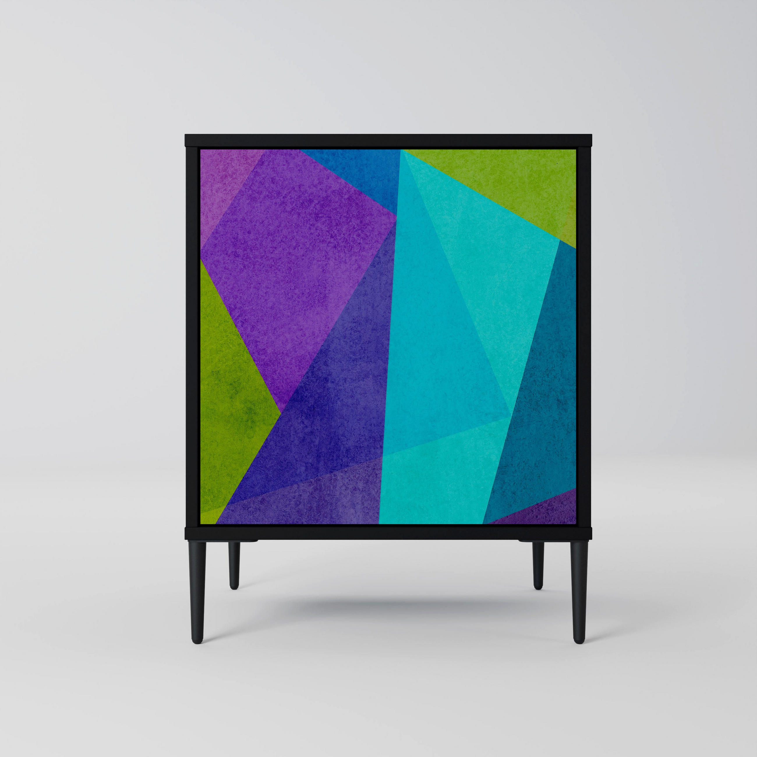 SIDEBOARD COLD SHOWCASE, Schwarz, 57,5x42x72,5 cm, Schwarze Metallfüße - Multicolor/Schwarz, Holzwerkstoff/Metall (57.5/72.5/42cm) - SpaceRebels