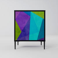 SIDEBOARD COLD SHOWCASE, Schwarz, 57,5x42x72,5 cm, Schwarze Metallfüße - Multicolor/Schwarz, Holzwerkstoff/Metall (57.5/72.5/42cm) - SpaceRebels