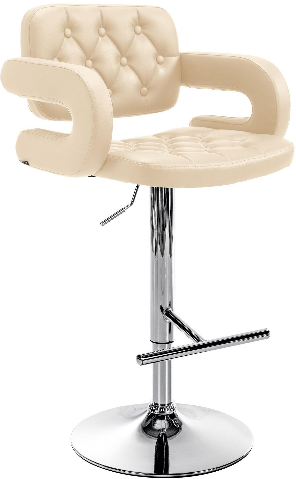 BARHOCKER Lederlook creme - Chromfarben/Creme, Textil/Metall (62/103/55cm) - CLP