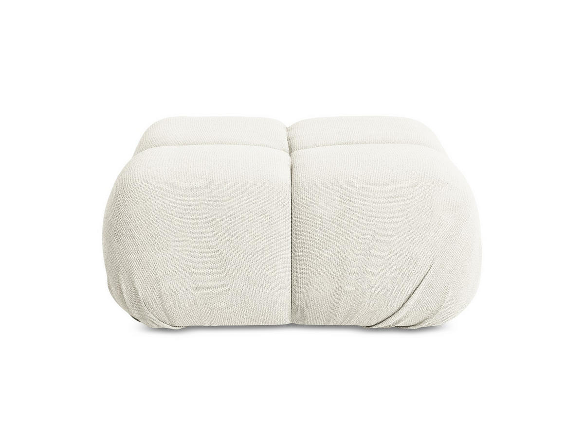 POUF Chenille Stoff Weiß - Pink/Schwarz, Kunststoff/Textil (95/41/95cm) - Makamii