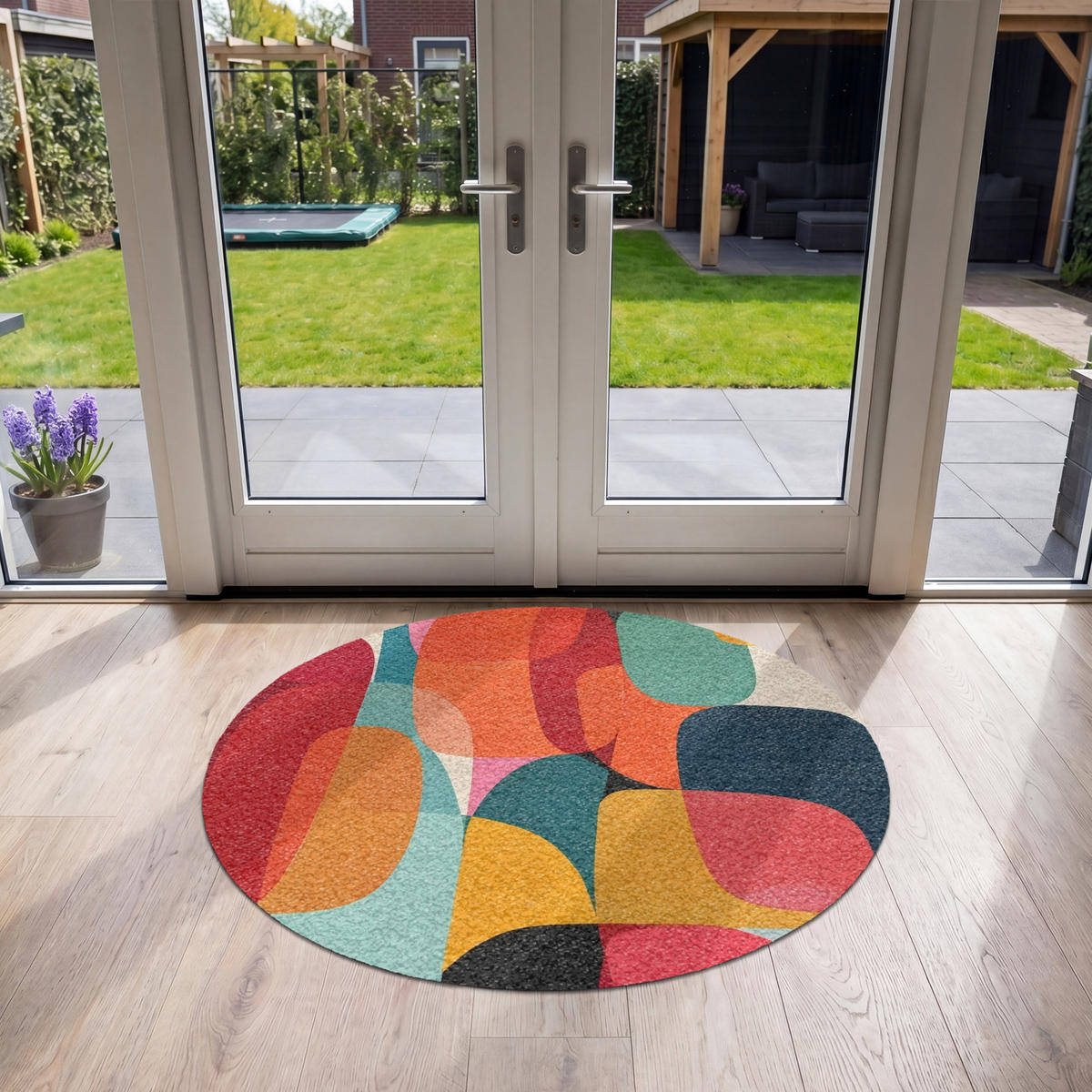 FUSSMATTE Formen - Bunt - Abstrakt - Flugzeuge Sauberlaufmatte 120x120 cm - Multicolor, Kunststoff (120/120cm) - MuchoWow