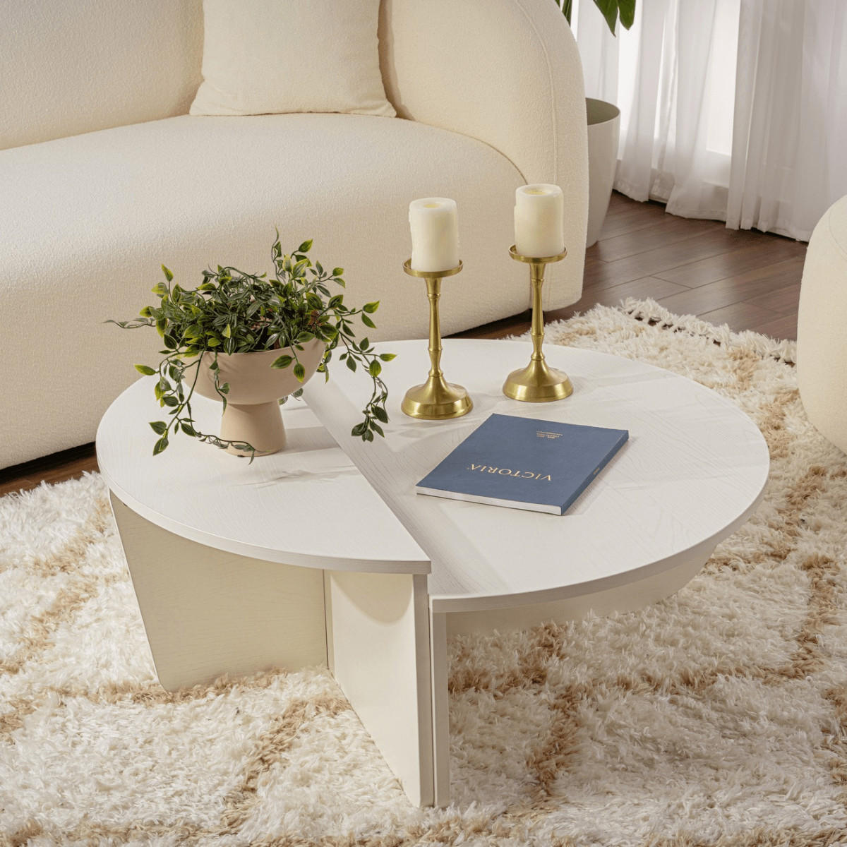 COUCHTISCH (2er-Set) orion 90/90/35 cm - Weiß, Holzwerkstoff (90/90/35cm) - Calicosy