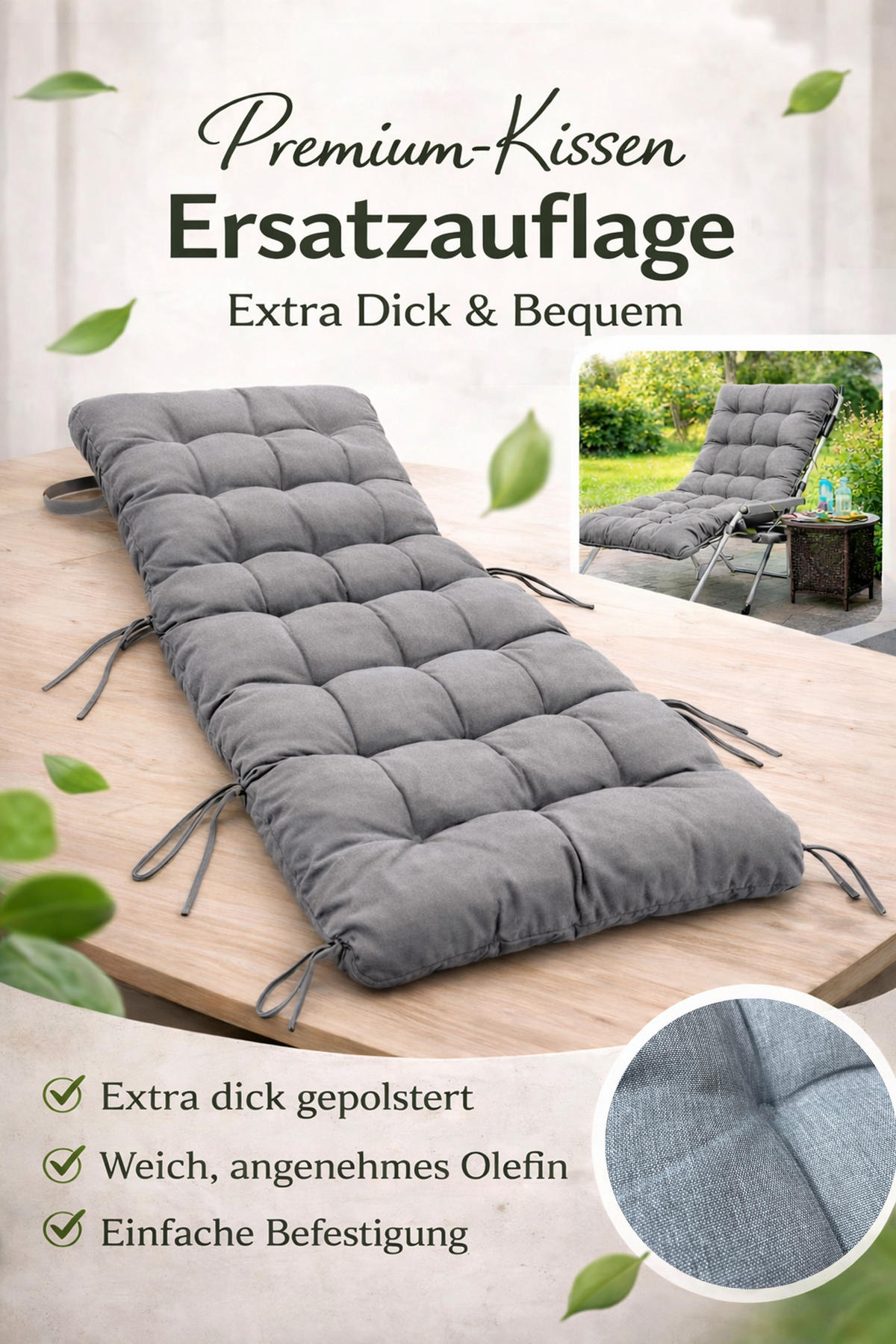 LIEGESTUHLAUFLAGE 157x57 cm Hellgrau - Hellgrau, Textil (57/10/157cm) - QUICK STAR