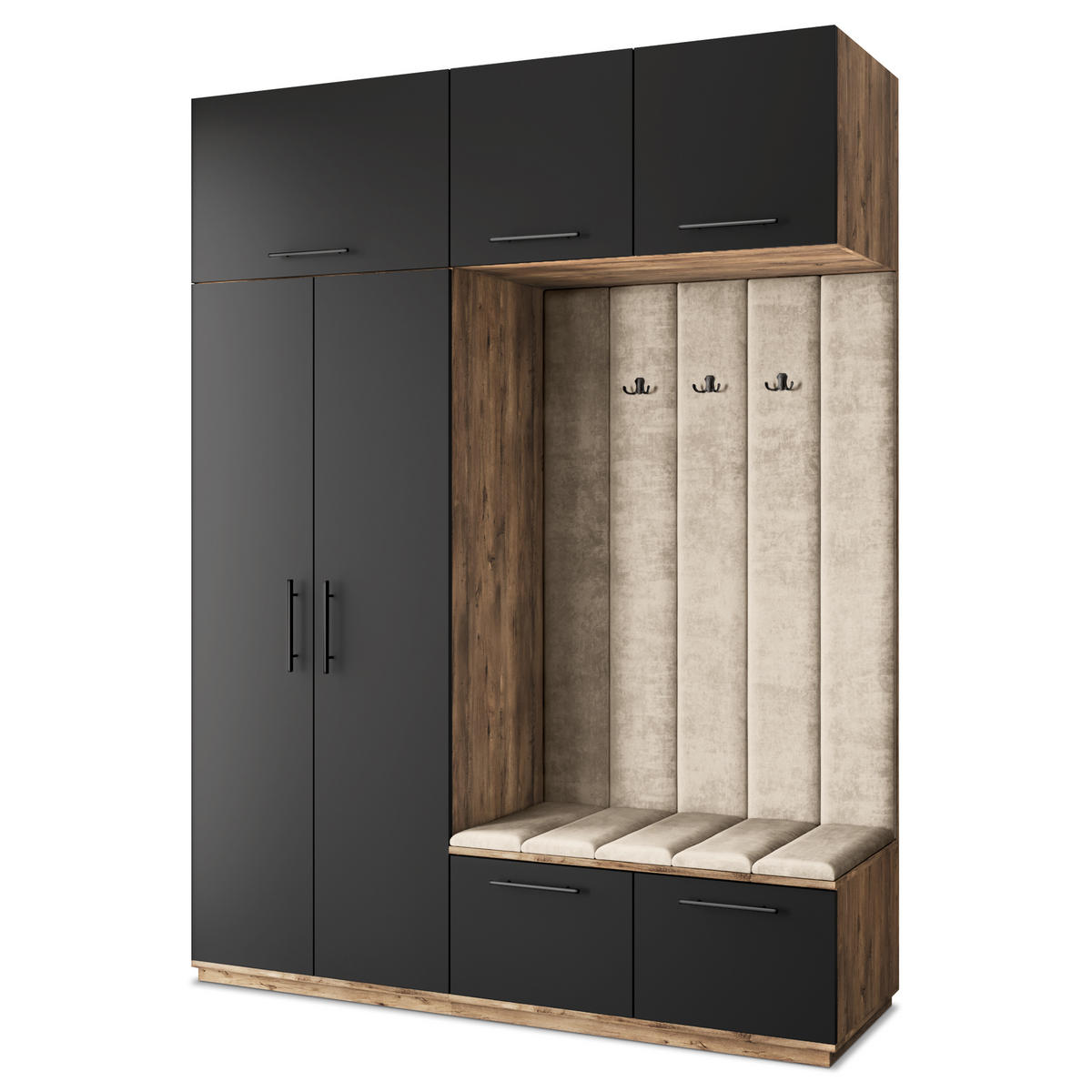 GARDEROBENSCHRANK REMA 180/240/60 cm Modern Eichefarben - Eichefarben/Schwarz, Holzwerkstoff (180/240/60cm) - MASSENO