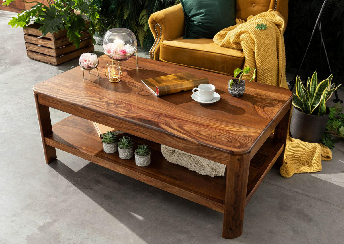 COUCHTISCH Sheesham 120x70x45 walnuss gewachst TORONTO #205 - Walnussfarben, Holzwerkstoff (70/120/45cm) - Massivmoebel24