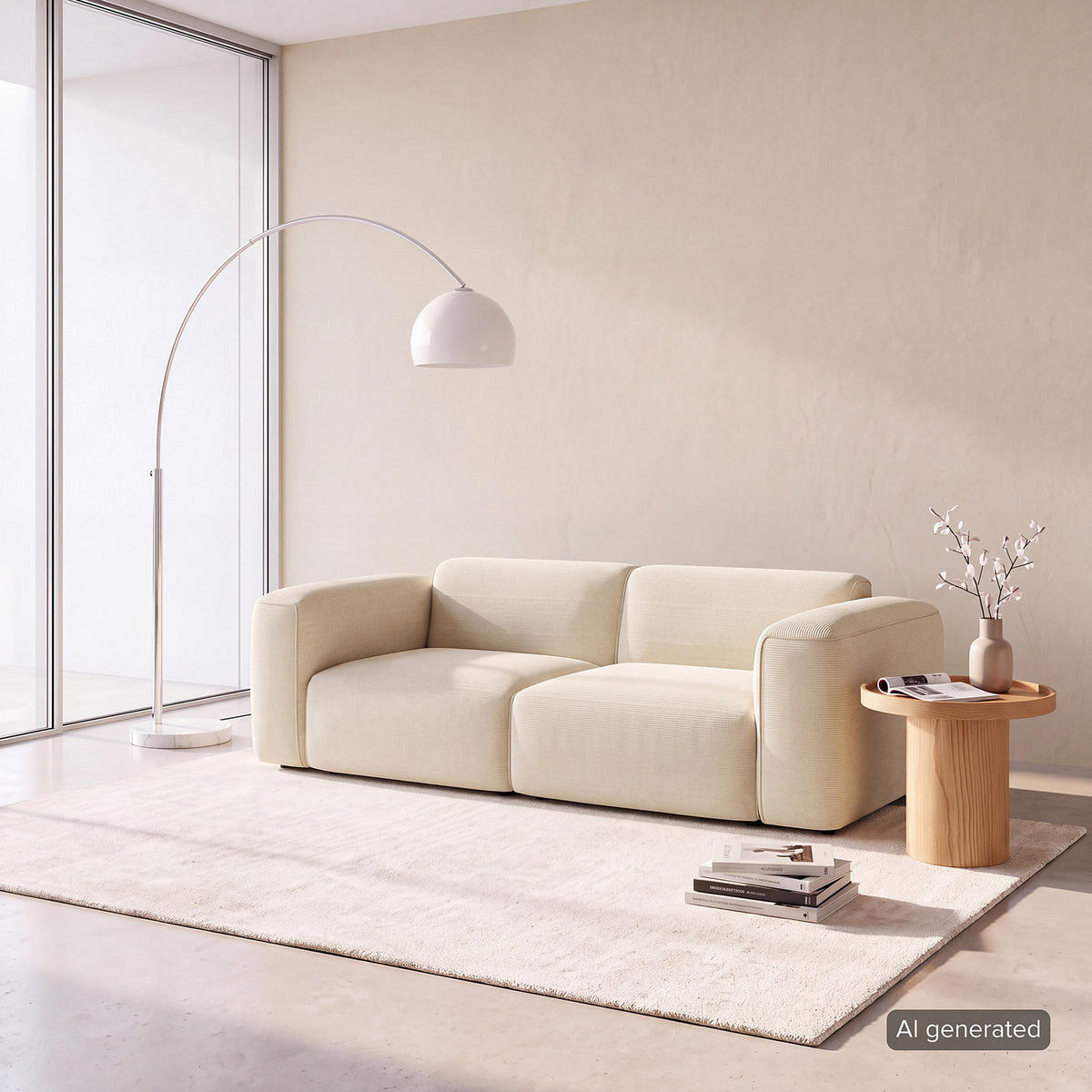 2-SITZER SOFA - Beige/Schwarz, Kunststoff/Textil (220/71/102cm) - home24