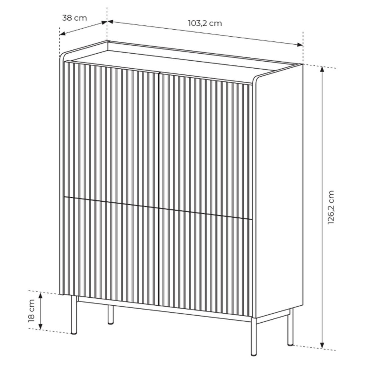 HIGHBOARD Liwelo Greige 103 cm - Taupe, Holzwerkstoff/Metall (103.2/126.2/38cm) - Selsey