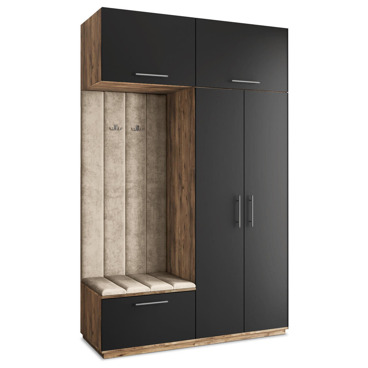 GARDEROBENSCHRANK REMA 150/240/60 cm Modern Eichefarben - Eichefarben/Schwarz, Holzwerkstoff (150/240/60cm) - MASSENO