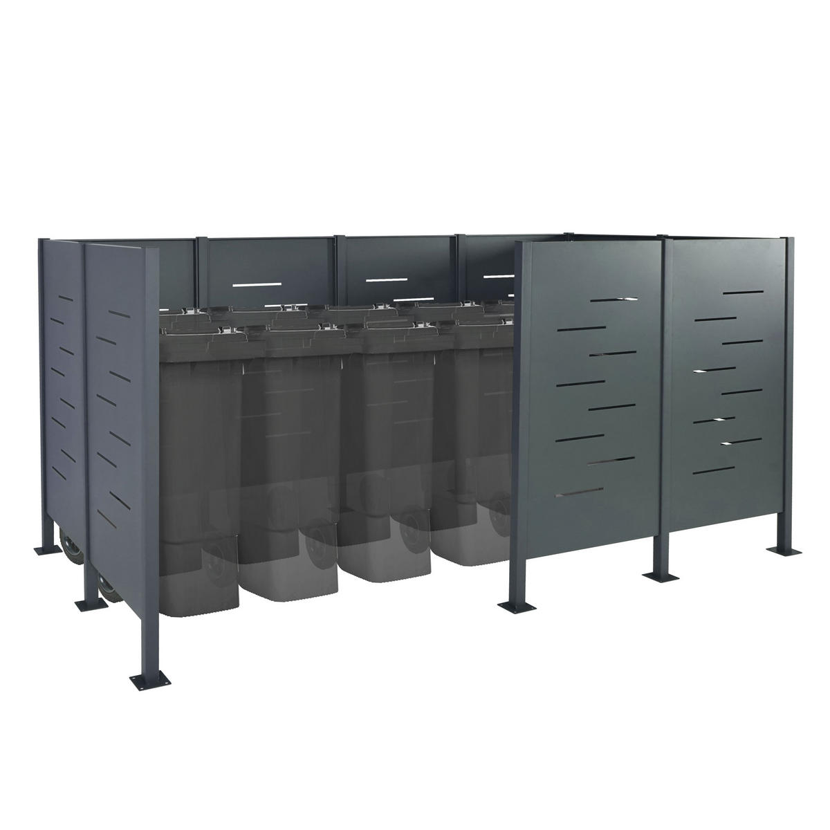 MÜLLTONNEN-ZAUN METALL Anthrazit - Anthrazit, Metall (326/151/166cm) - MCW