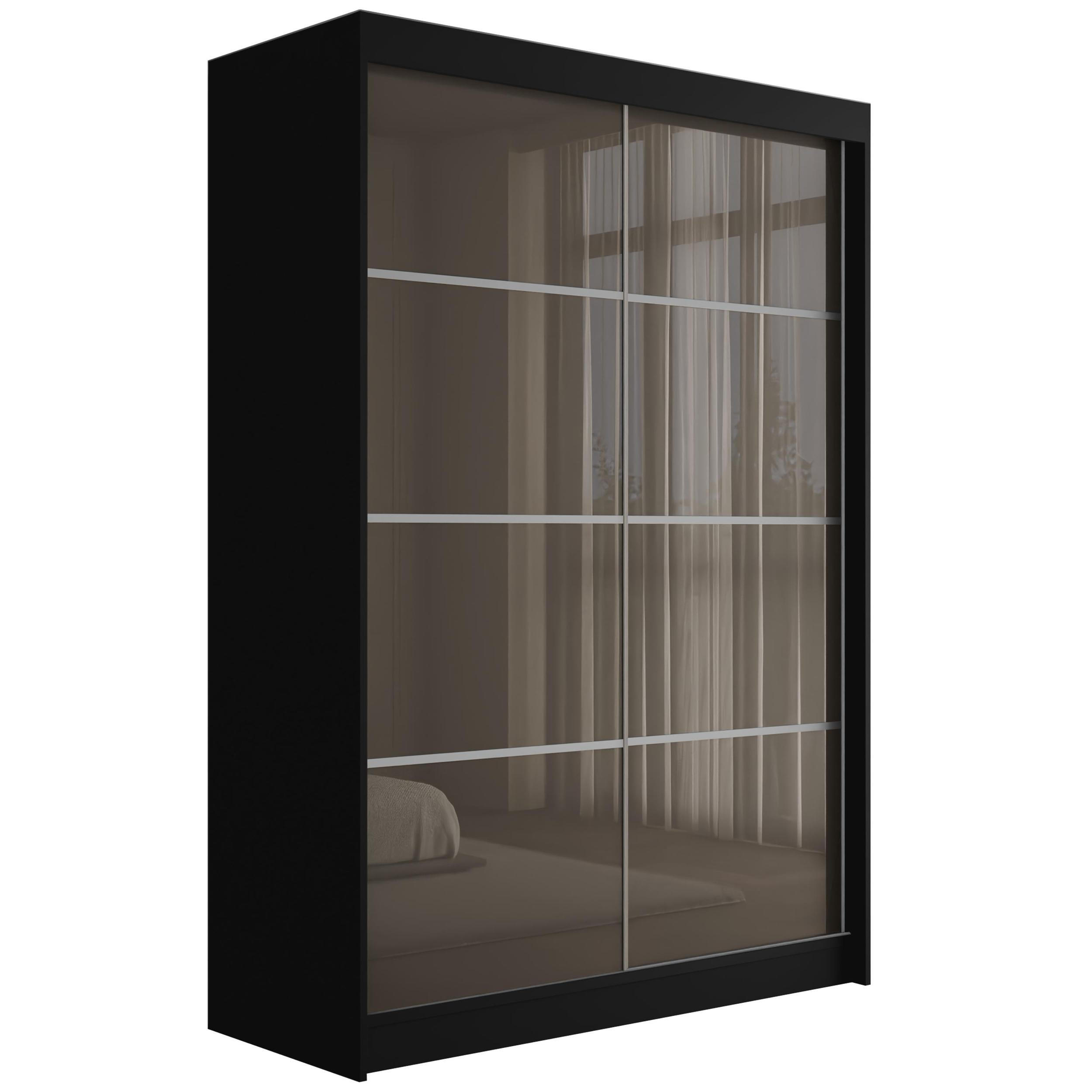 KLEIDERSCHRANK PEKA III - 120 cm - Schwarz|Grau - Schwarz/Grau, Holzwerkstoff (120/215/61cm) - ALTDECOR