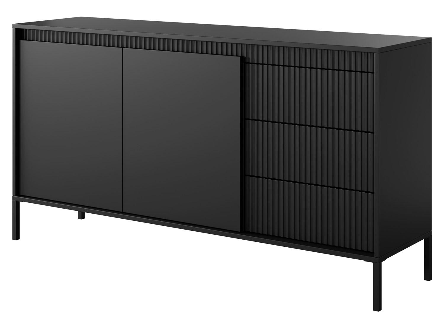 Feldmann-Wohnen Sideboard Schwarz 154x82x40 cm