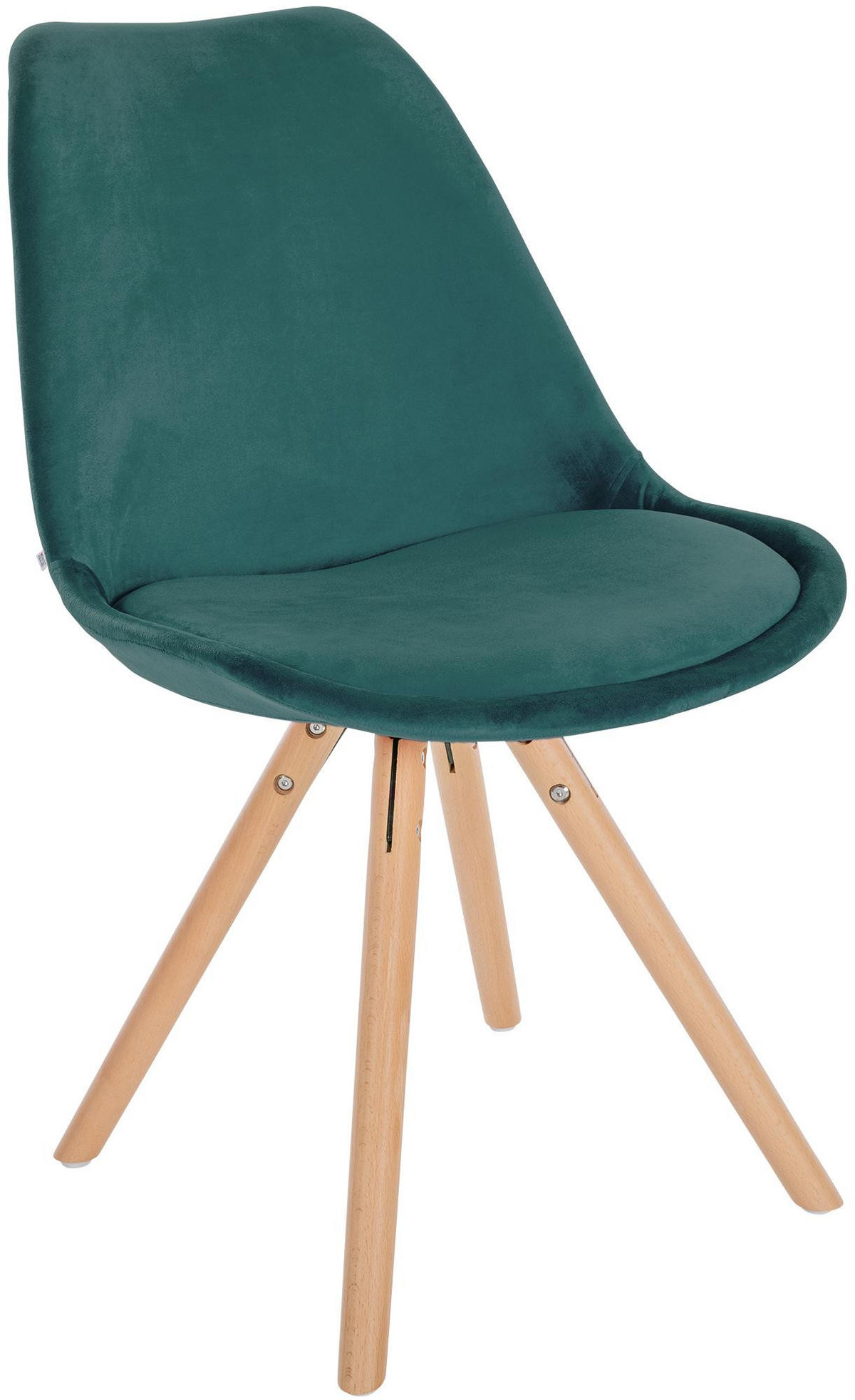 STUHL Samt grün - Eukalyptusholzfarben/Grün, Holz/Textil (48/81/54cm) - CLP