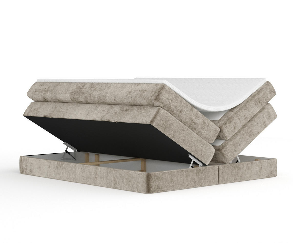 BOXSPRINGBETT Juniper Beige 200/200 cm - Beige/Schwarz, Holz/Holzwerkstoff (200/200cm) - Maison de Reve