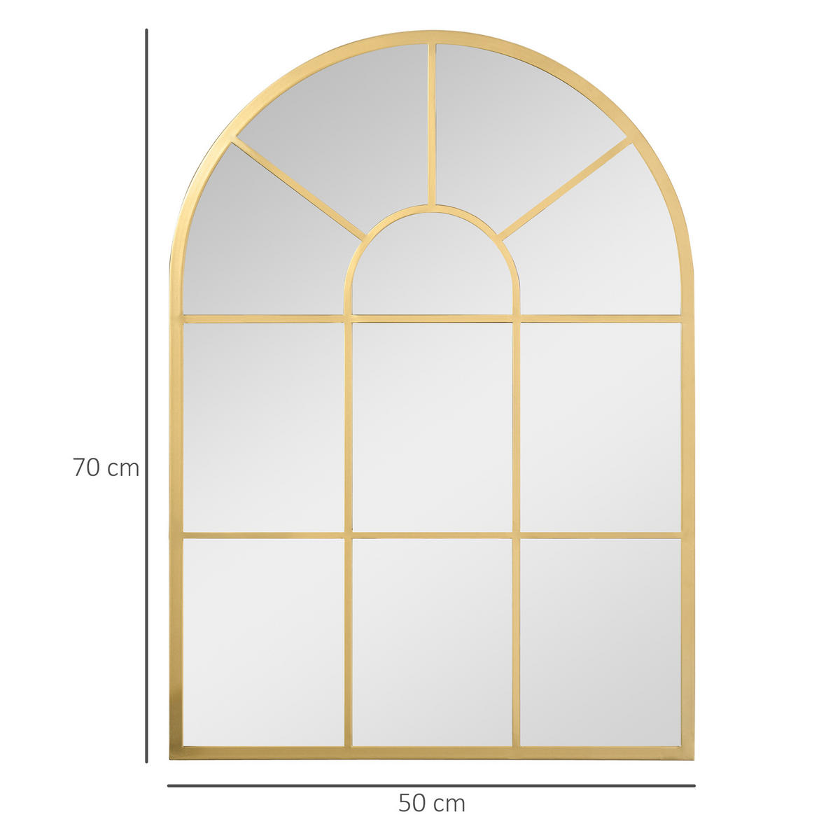 WANDSPIEGEL Fensterspiegel 70 x 50cm Flurspiegel mit Metallrahmen Gold - Goldfarben, Glas/Metall (2/50/70cm) - HOMCOM