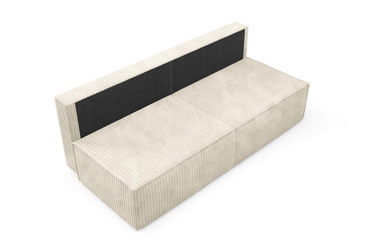 BETTSOFA TESSO Ecru Kordstoff mit Schlaffunktion - Ecru, Holz (202/74/94cm) - MASSENO