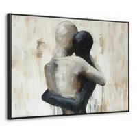 LEINWAND Bilder mit Rahmen - Abstrakt - Liebe - Schwarz und weiß - Modern - 100x70 - Schwarz, Textil (100/70cm) - MuchoWow