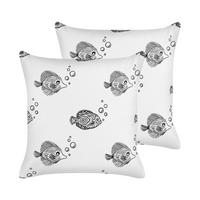 KINDERKISSEN 2er-Set Weiß 45/45 cm Tweedia - Weiß, Naturmaterialien/Textil (45/45cm) - Beliani