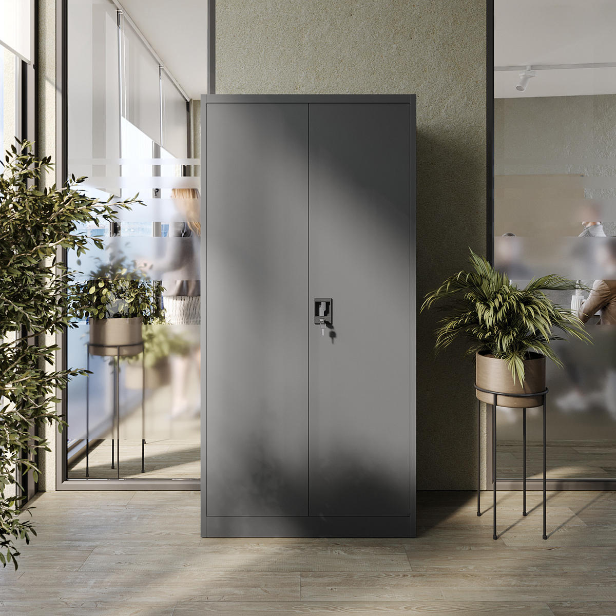 AKTENSCHRANK Sozialraumschrank aus Stahl Metallschrank für Büro Stahlschrank für Dokumente Anthrazit 90x45x185cm - Anthrazit, Metall (90/185/45cm) - Muralo