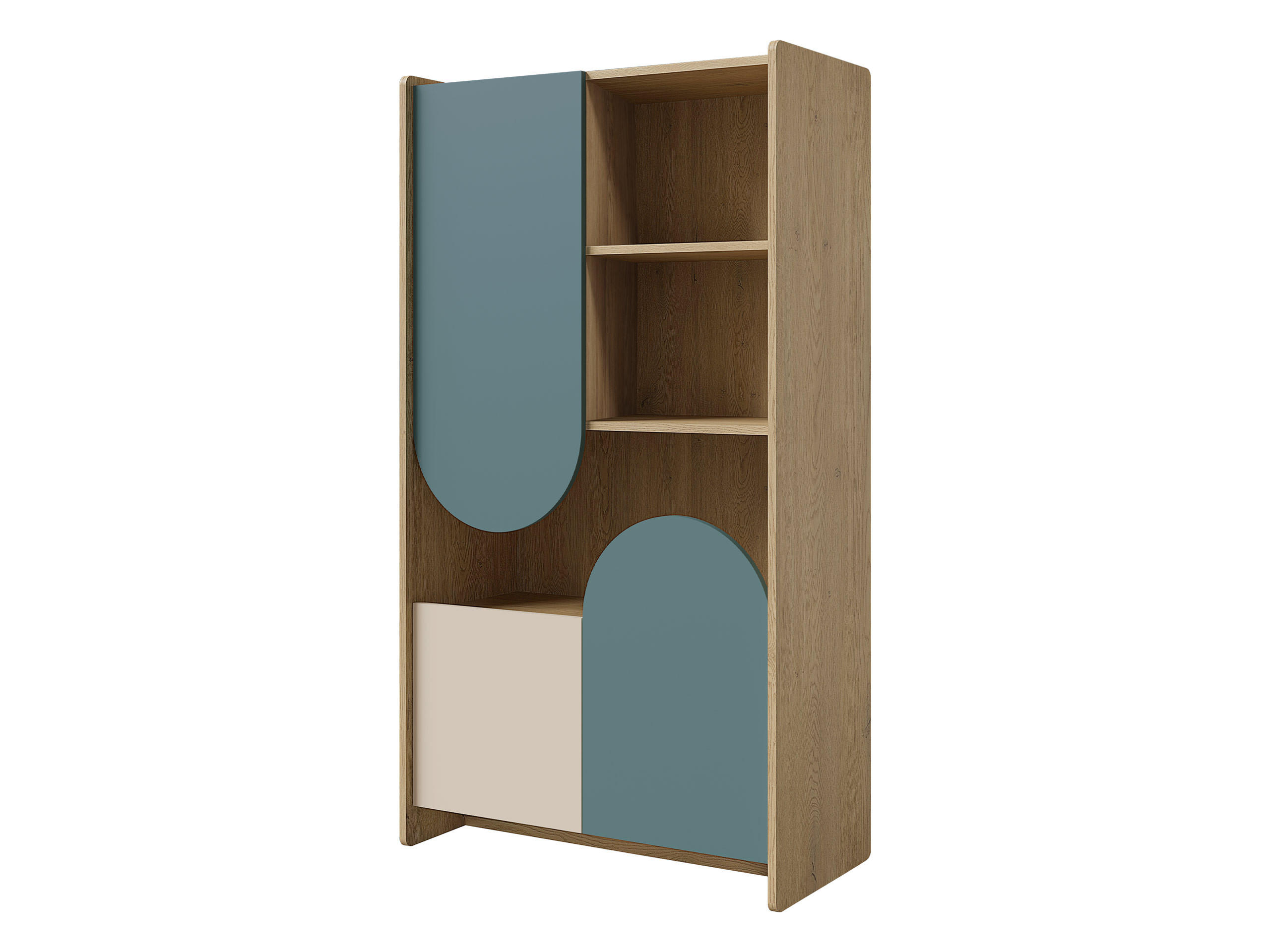 KINDERREGAL Lexi 3D 07 - Blau/Eichefarben, Holzwerkstoff (84/151/40cm) - MIRJAN24