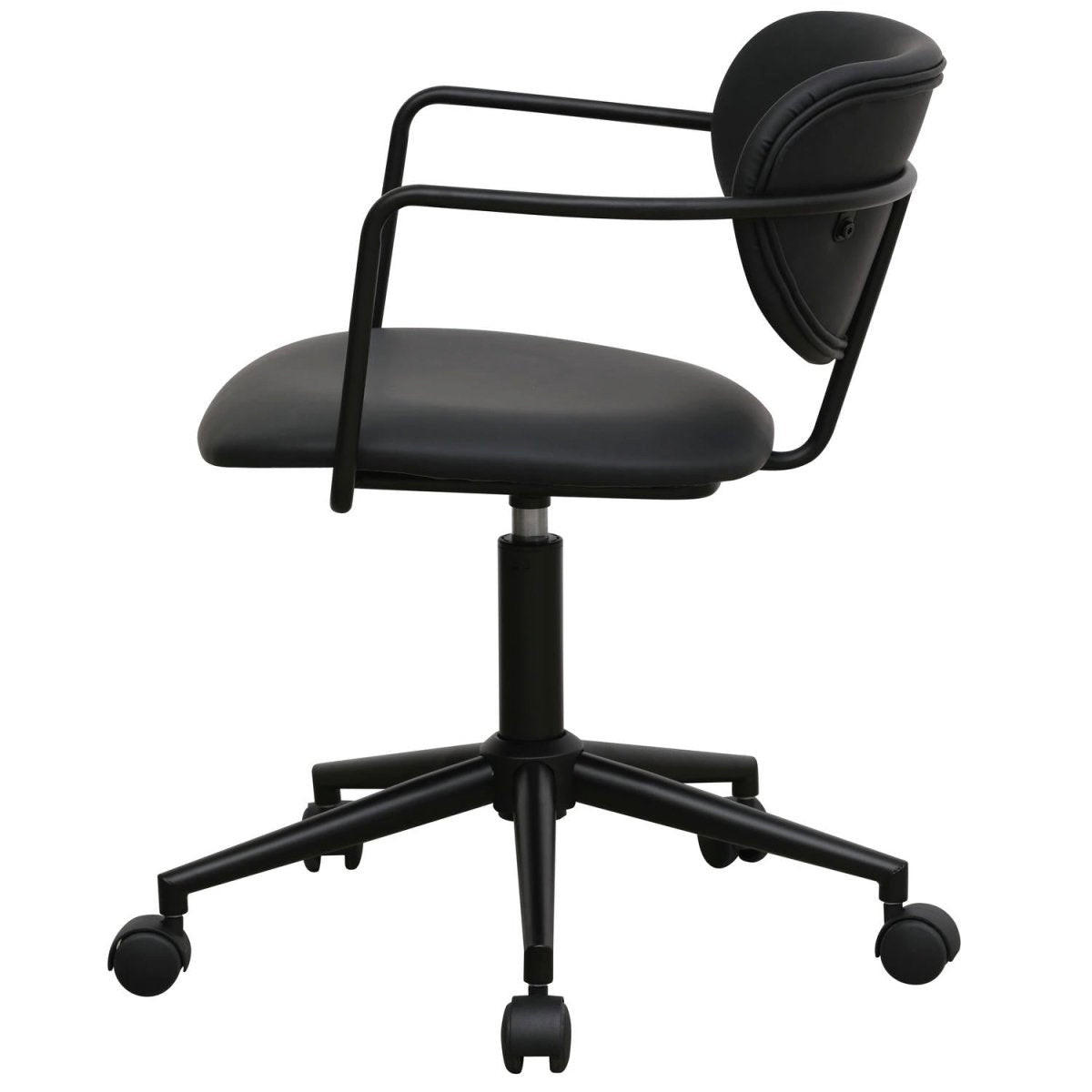 DREHSTUHL höhenverstellbar in Kunstleder Schwarz - Schwarz, Textil/Metall (54/71/57cm) - Furnhouse