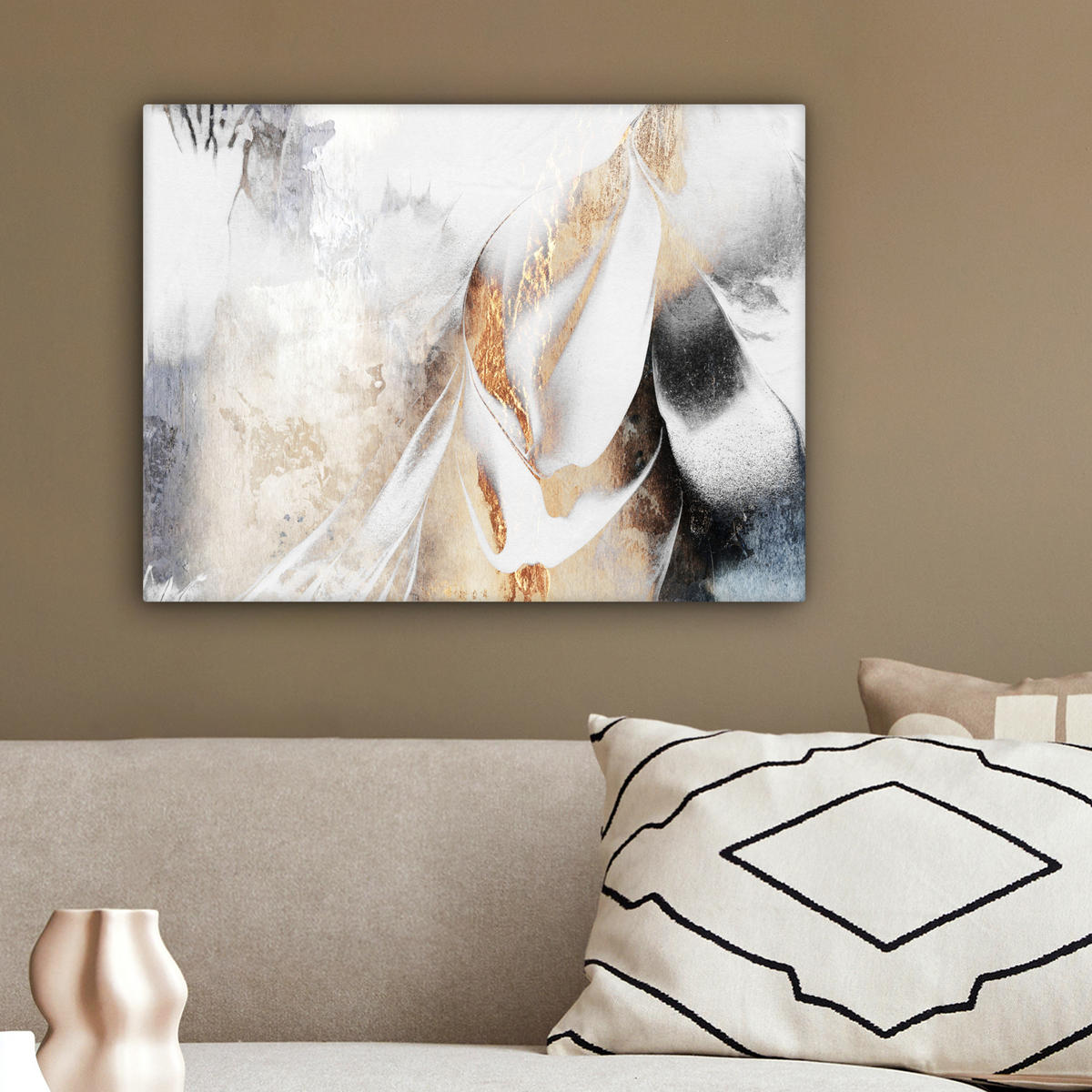 LEINWANDBILD Luxus - Abstrakt - Gold - Weiß 40x30 cm - Goldfarben, Textil (40/30cm) - MuchoWow