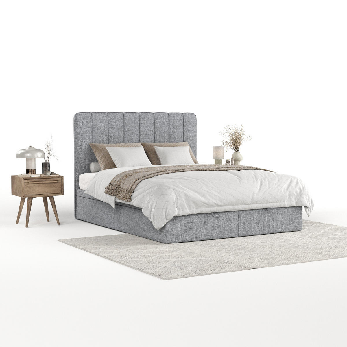 POLSTERBETT Vienna mit Stauraum 140/200 cm Grau im Alta Stoff - Schwarz/Grau, Holz/Holzwerkstoff (140/200cm) - AltaBeds