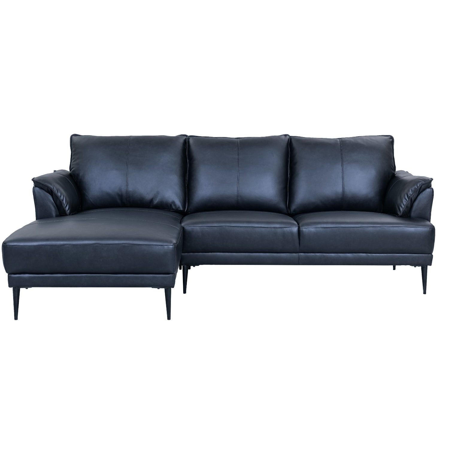 ECKSOFA Echtleder Schwarz - Schwarz, Leder/Metall (233/155cm) - Furnhouse