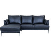ECKSOFA Echtleder Schwarz - Schwarz, Leder/Metall (233/155cm) - Furnhouse