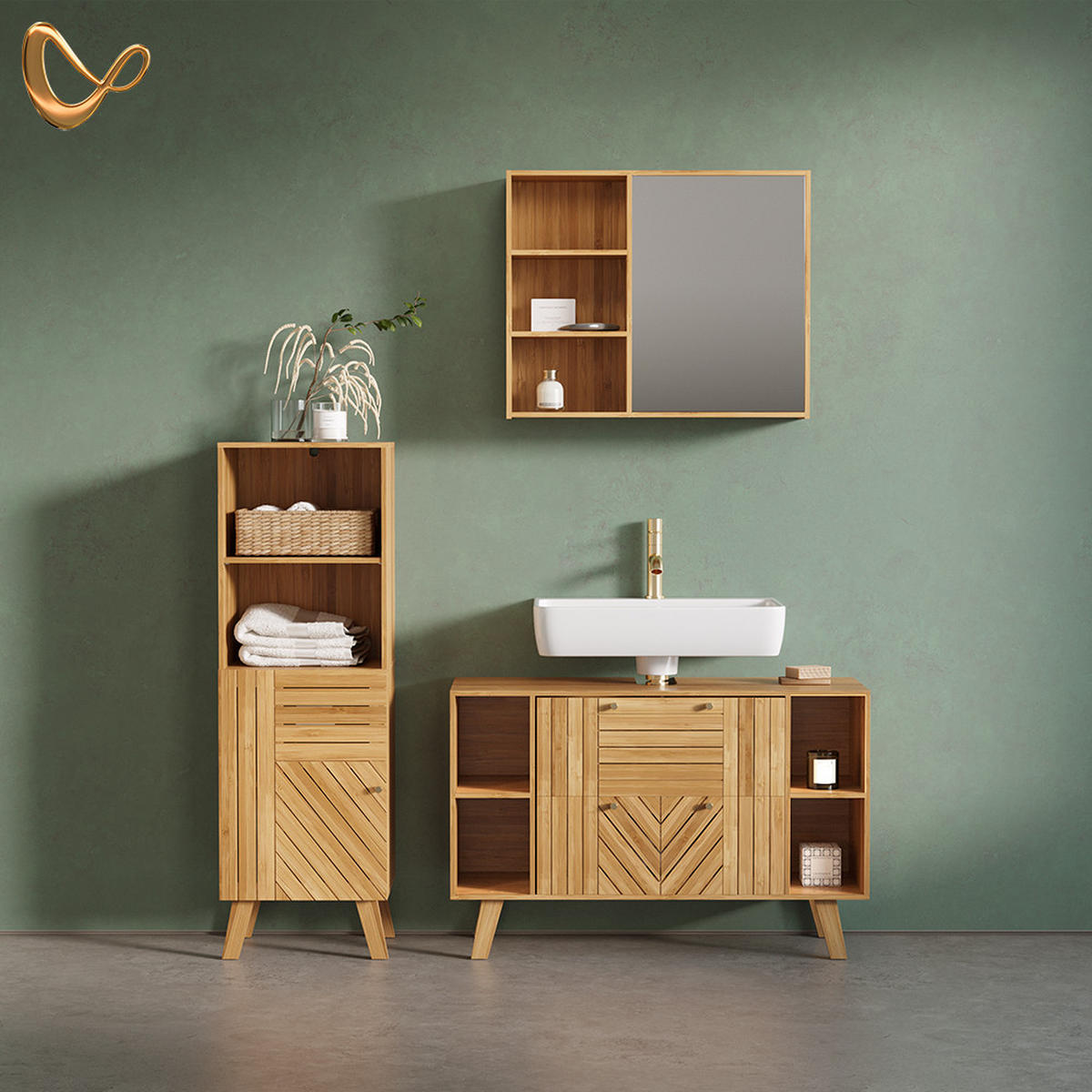 MIDI OMARICA Olona, Bambus, 40 x 124 cm - naravne barve, leseni material (40/124/36cm) - Livinity®