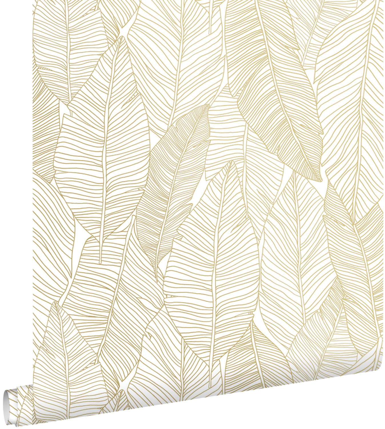 TAPETE gezeichnete Blätter 53 cm x 10.05 m - Goldfarben, Papier (53/1000cm) - ESTAhome