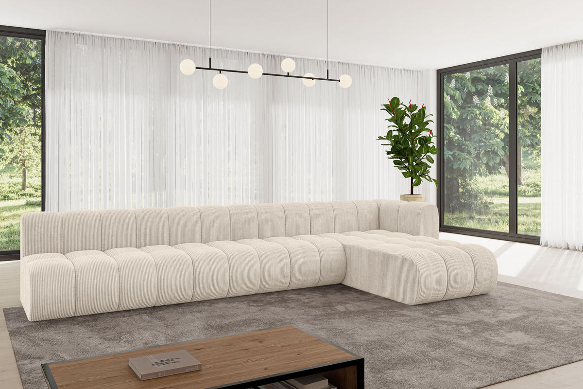 ECKSOFA modulares Sofa Darnel-L3 - 387x177x70 cm Beige - Beige, Holzwerkstoff/Textil (387/177cm) - ALTDECOR