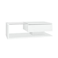 COUCHTISCH Weiß Hochglanz mit Glas & LED - Multicolor, Metall (105/55/32.5cm) - SHOPENTRA