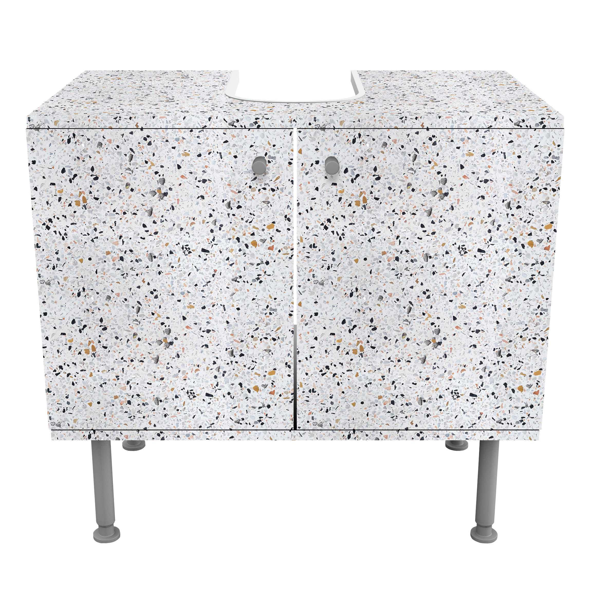 WASCHBECKENUNTERSCHRANK Terrazzo Muster Neapel 60/55/35 cm - Weiß, Holzwerkstoff (60/55/35cm) - Bilderwelten