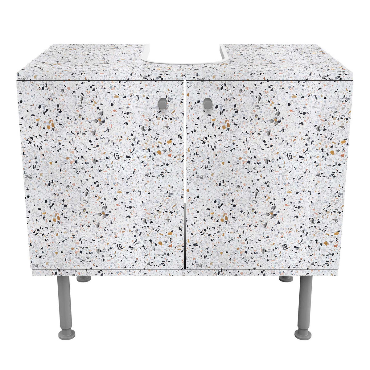 WASCHBECKENUNTERSCHRANK Terrazzo Muster Neapel 60/55/35 cm - Weiß, Holzwerkstoff (60/55/35cm) - Bilderwelten