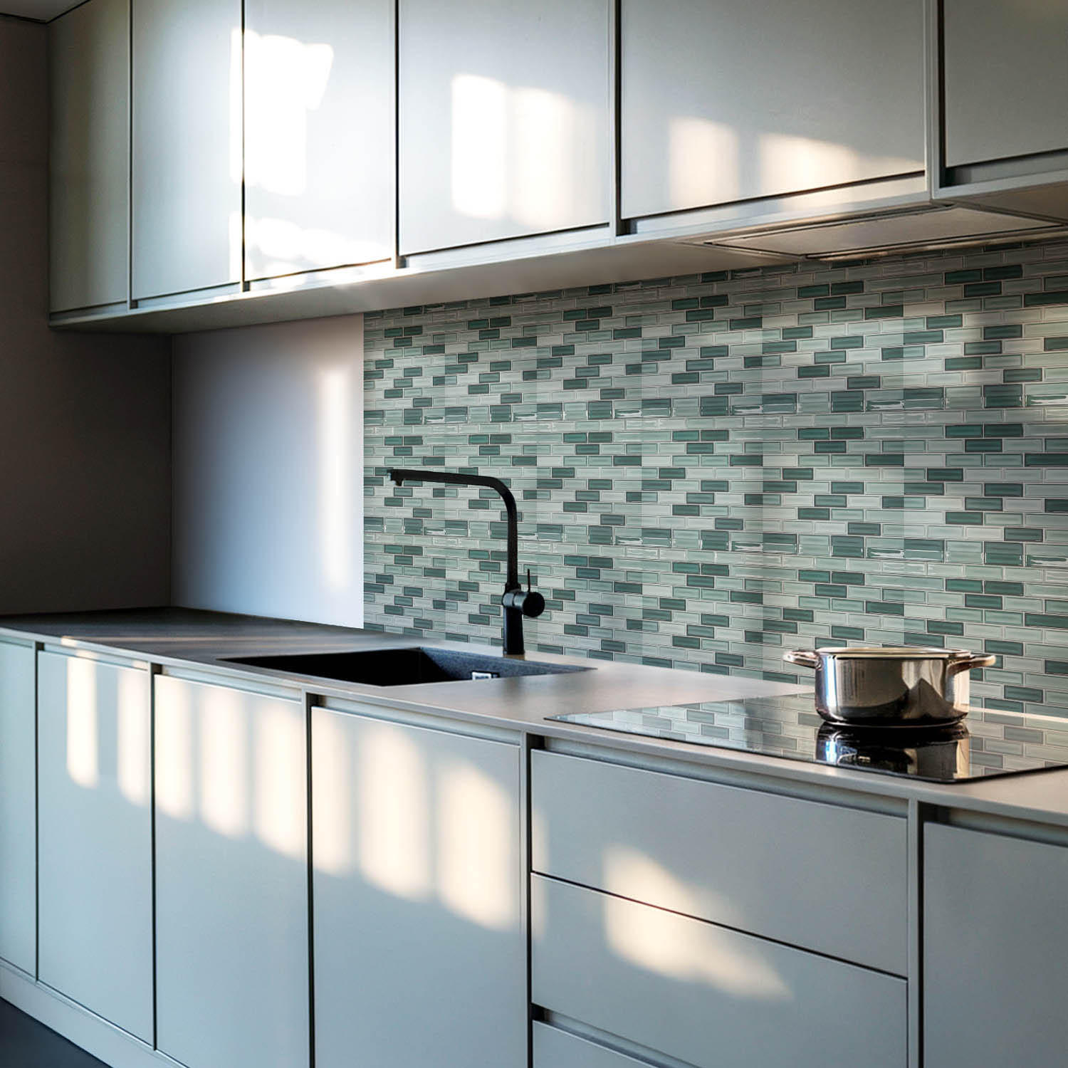 WANDPANEEL 20 Stück 20x20 cm selbstklebend Brivido - Grün, Kunststoff (20/1.6/20cm) - Wallfluent