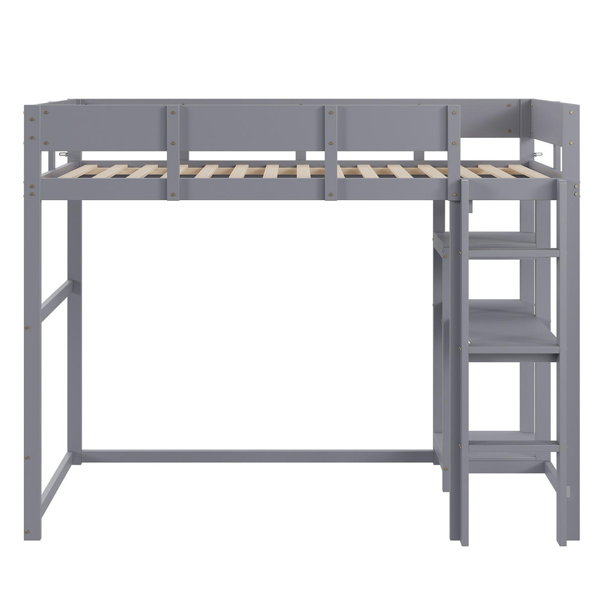HOCHBETT 90/200 cm aus Kiefernholz mit Ablageregal Grau - Grau, Holz (90/200cm) - Modenvie