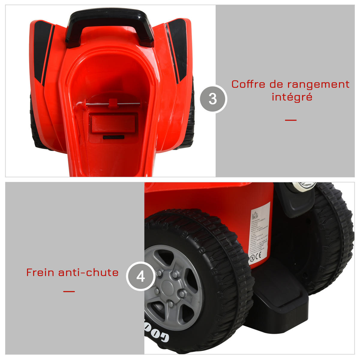 RUTSCHFAHRZEUG DE-16928 mit Licht & Sound Rot/Schwarz - Rot, Kunststoff (60/31/42cm) - ComfortXL