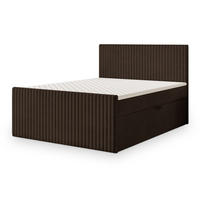BOXBETT TERVAN 180x200 cm mit Matratze und Topper - Braun - Braun, Holz (180/200cm) - MASSENO