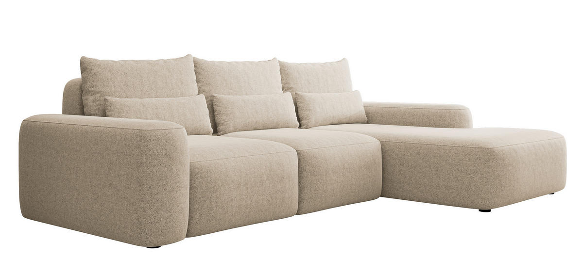 ECKSOFA Carnos Chenille-Bezug in Beige - Beige, Textil (264/162cm) - Selsey