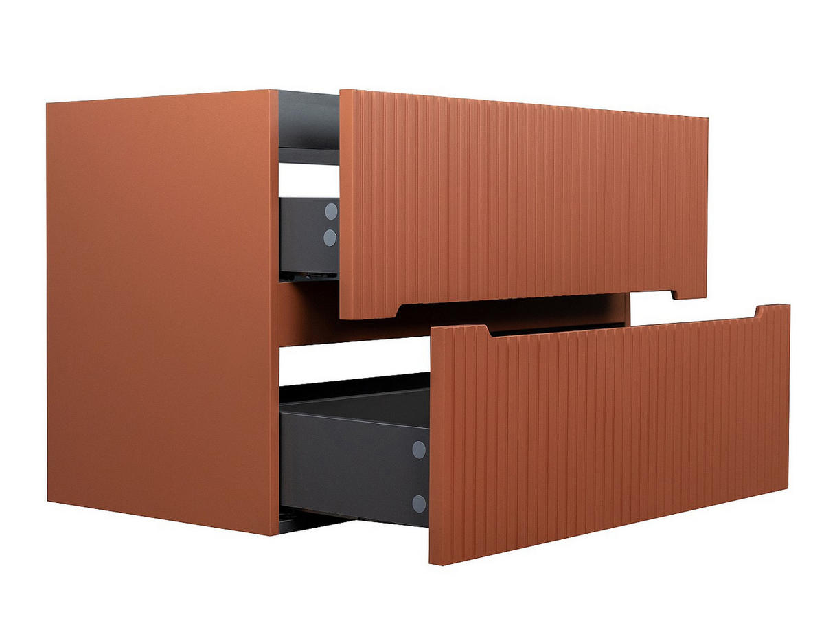 EINZELWASCHTISCH - 80cm x 45.5cm - MDF - terracotta - PAVANI - Braun, Holz (80/55/45.5cm) - Vente-Unique